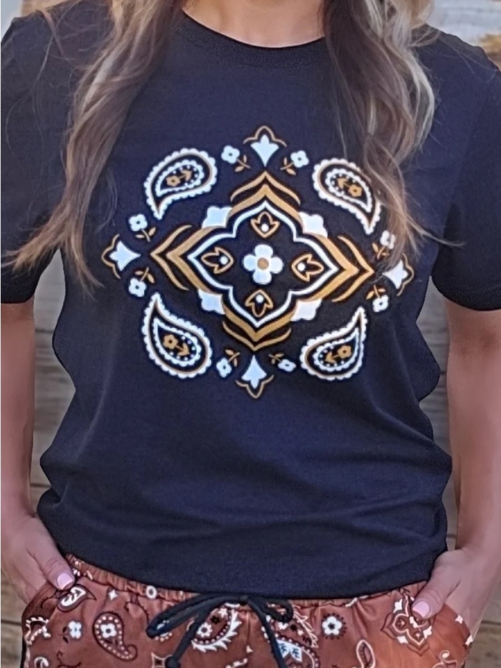 Black Sterling Creek TeeShort-Sleeve - Black, Brown & White Motif